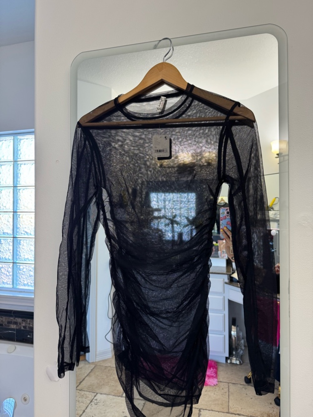 Free People Black Sheer Mesh Swim Coverup